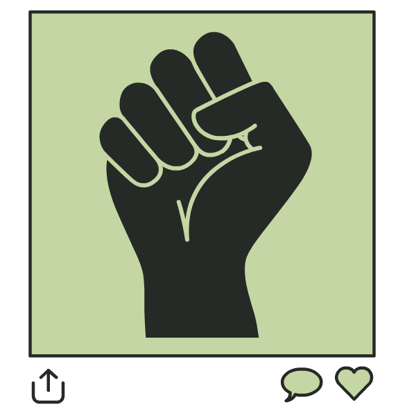 illustrated Instagram post of a social justice fist